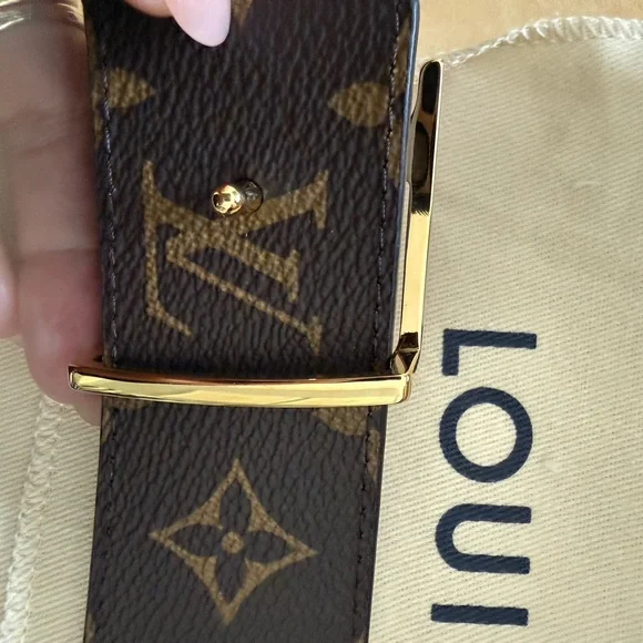 Louis Vuitton Monogram Brown Leather Belt with Gold Hardware - Picture 4 of 12